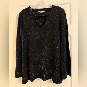 Loft black sweater with white specks.